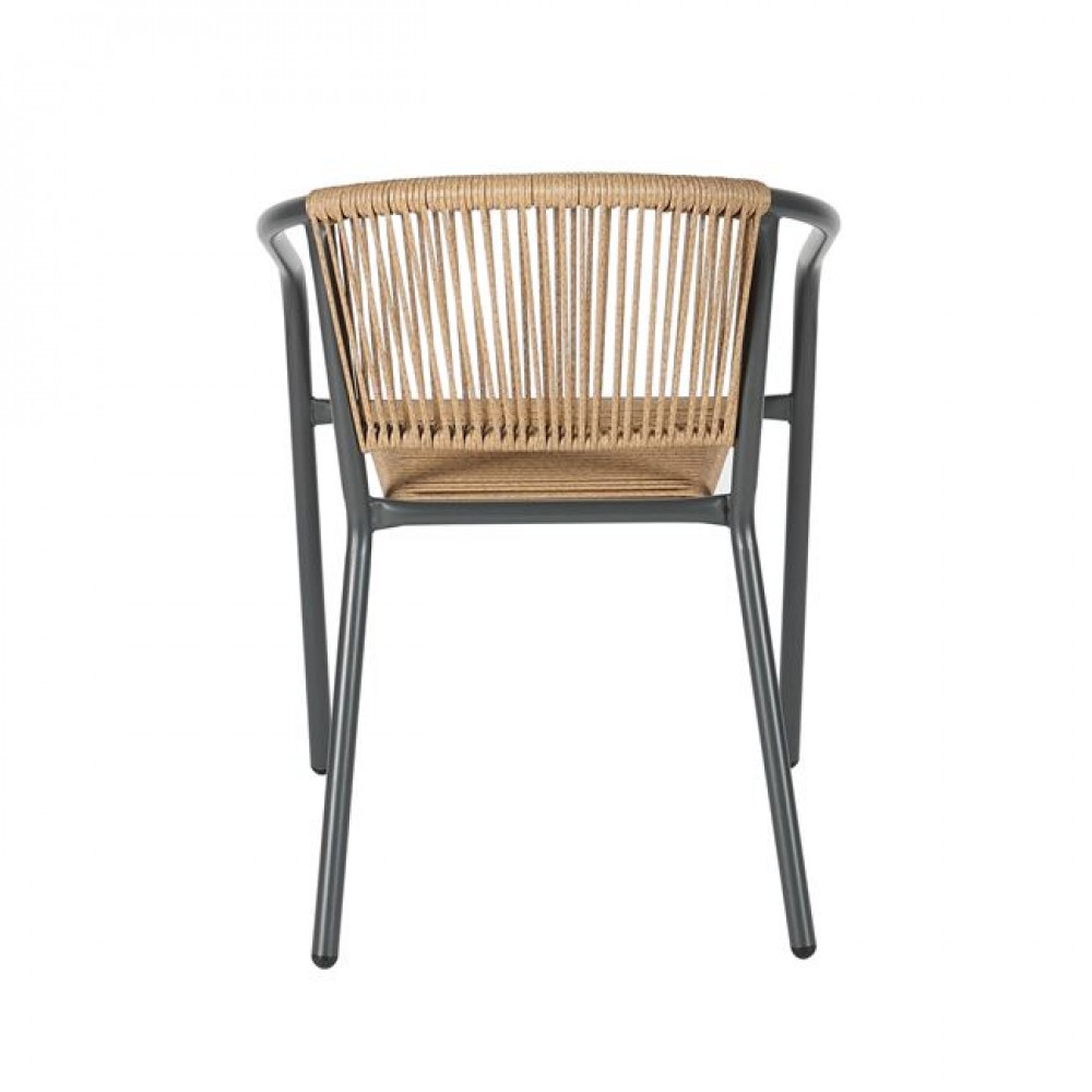 Πολυθρόνα "PATTY" στοιβαζόμενη από μέταλλο/rattan σε χρώμα ανθρακί/φυσικό 54x69x73