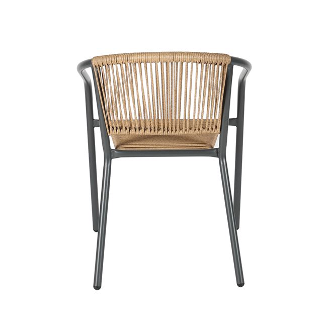 Πολυθρόνα "PATTY" στοιβαζόμενη από μέταλλο/rattan σε χρώμα ανθρακί/φυσικό 54x69x73