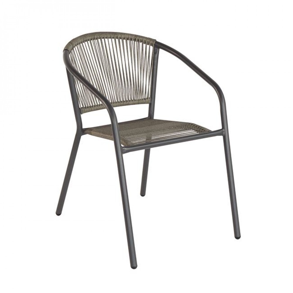 Πολυθρόνα "PATTY" στοιβαζόμενη από μέταλλο/rattan σε χρώμα ανθρακί/γκρι 54x69x73