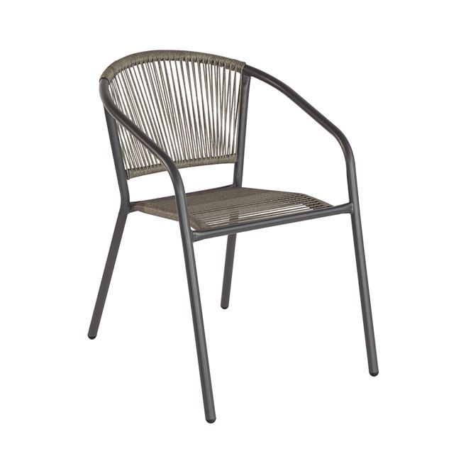 Πολυθρόνα "PATTY" στοιβαζόμενη από μέταλλο/rattan σε χρώμα ανθρακί/γκρι 54x69x73