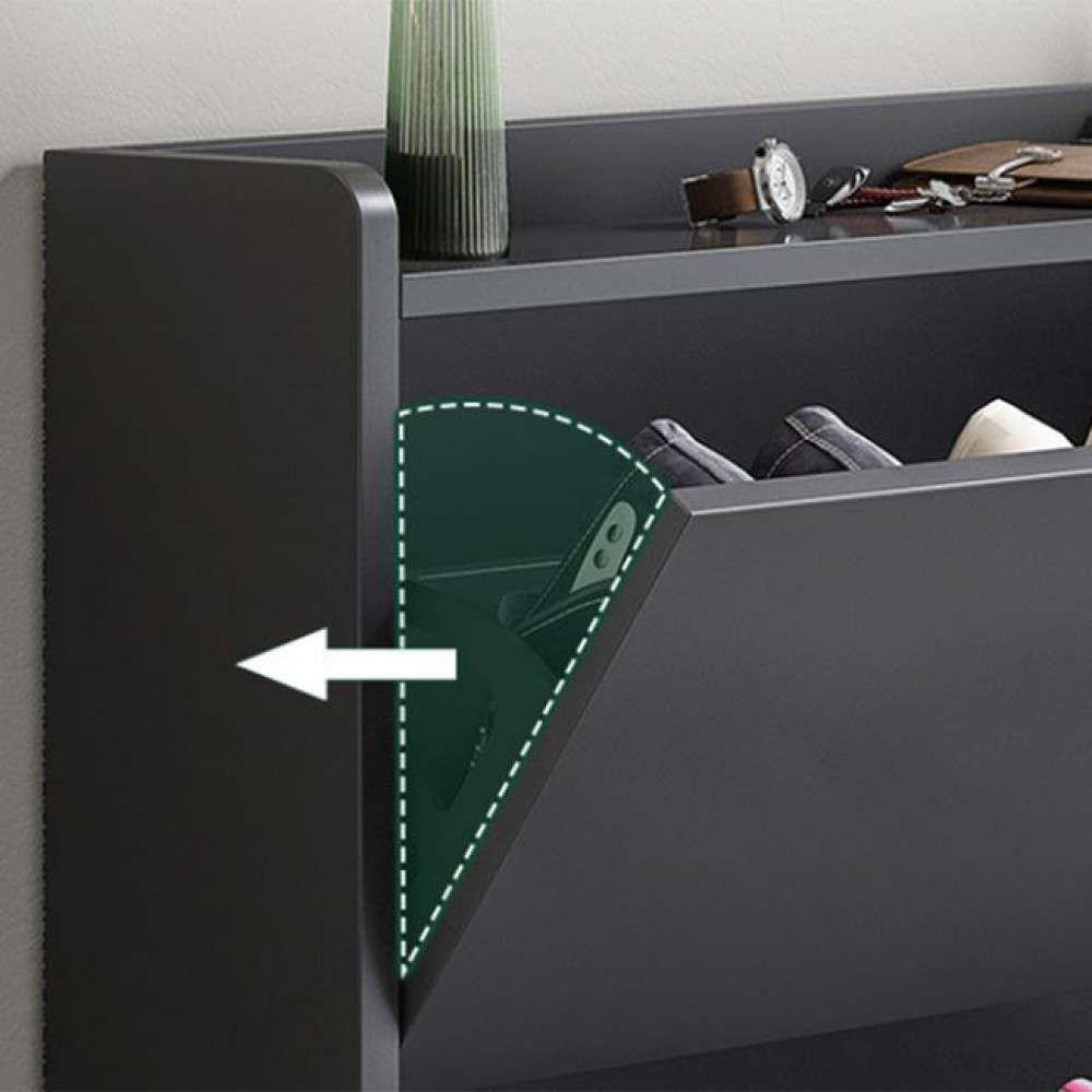 Παπουτσοθήκη 3 θέσεων από mdf σε χρώμα σκούρο γκρι 80x17x115