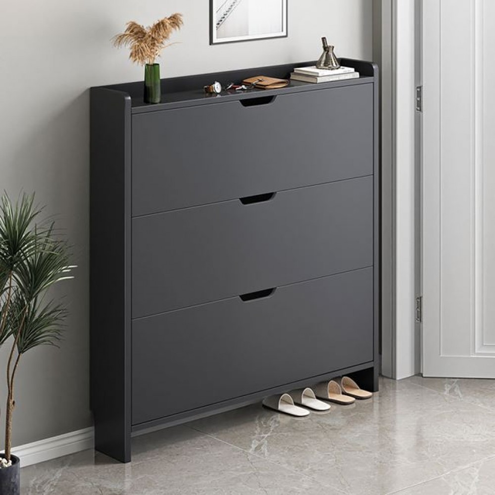 Παπουτσοθήκη 3 θέσεων από mdf σε χρώμα σκούρο γκρι 80x17x115