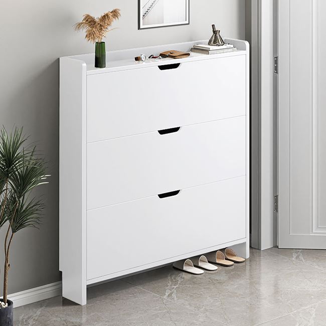 Παπουτσοθήκη 3 θέσεων από mdf σε χρώμα λευκό 80x17x115