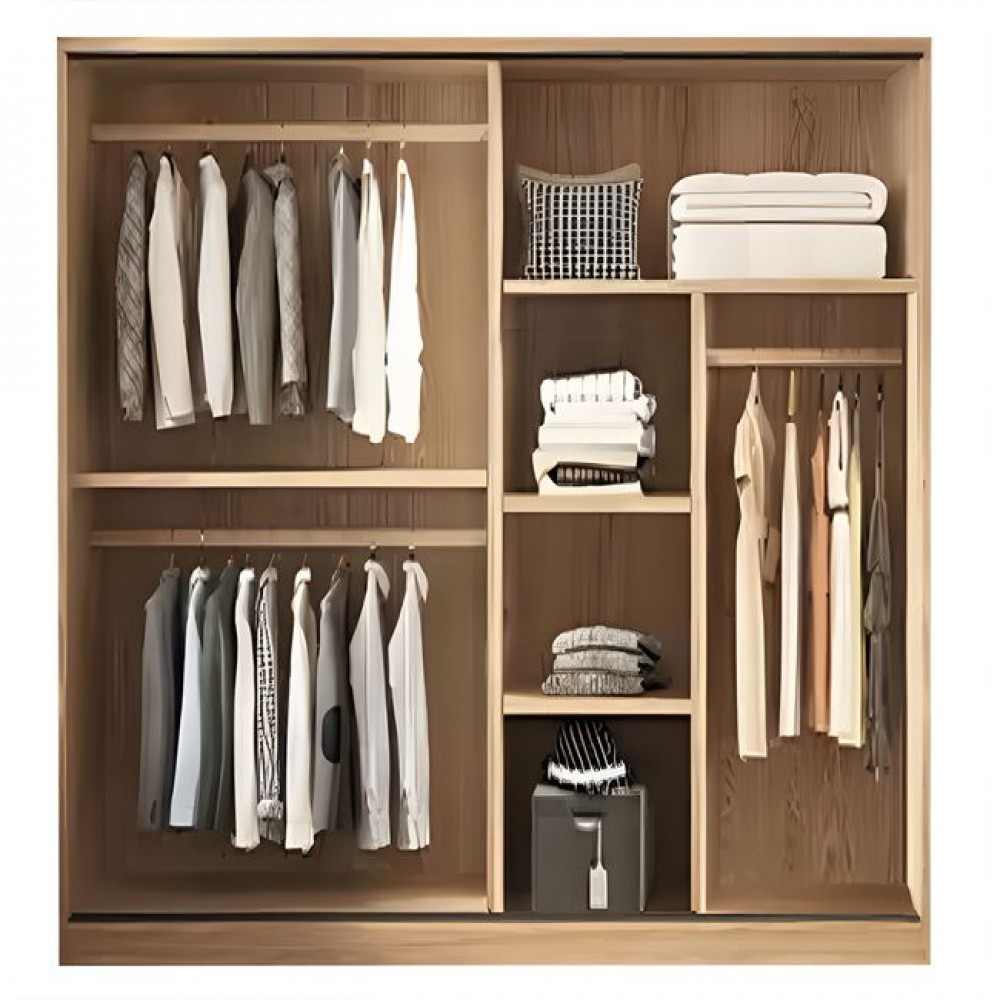 Ντουλάπα δίφυλλη "VANITY" συρόμενη από mdf σε χρώμα σονόμα oak/ανθρακί 160x60x200