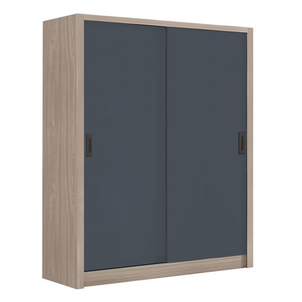 Ντουλάπα δίφυλλη "VANITY" συρόμενη από mdf σε χρώμα σονόμα oak/ανθρακί 160x60x200