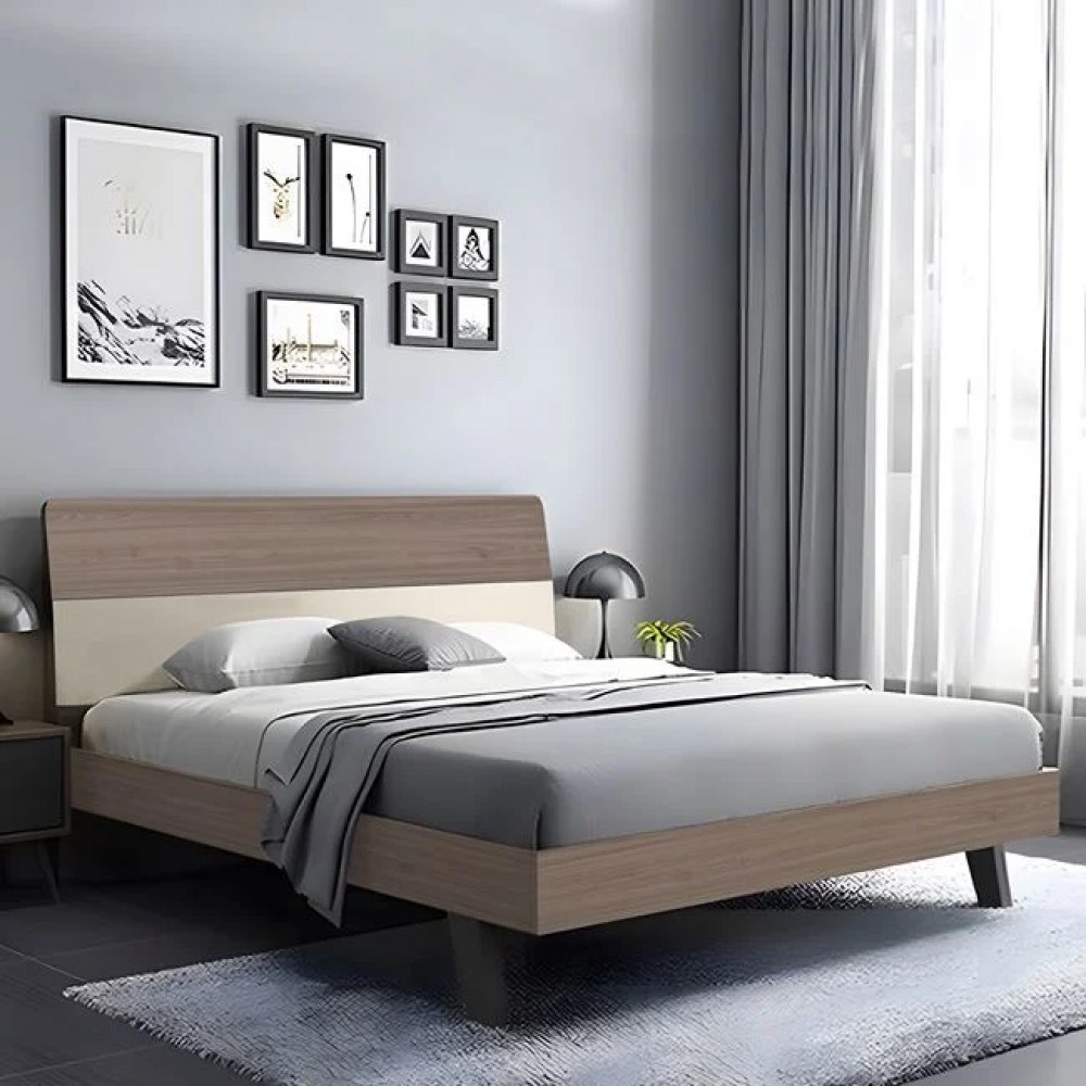 Κρεβάτι "VANITY" διπλό από mdf σε χρώμα σονόμα oak/cream 161x201x98