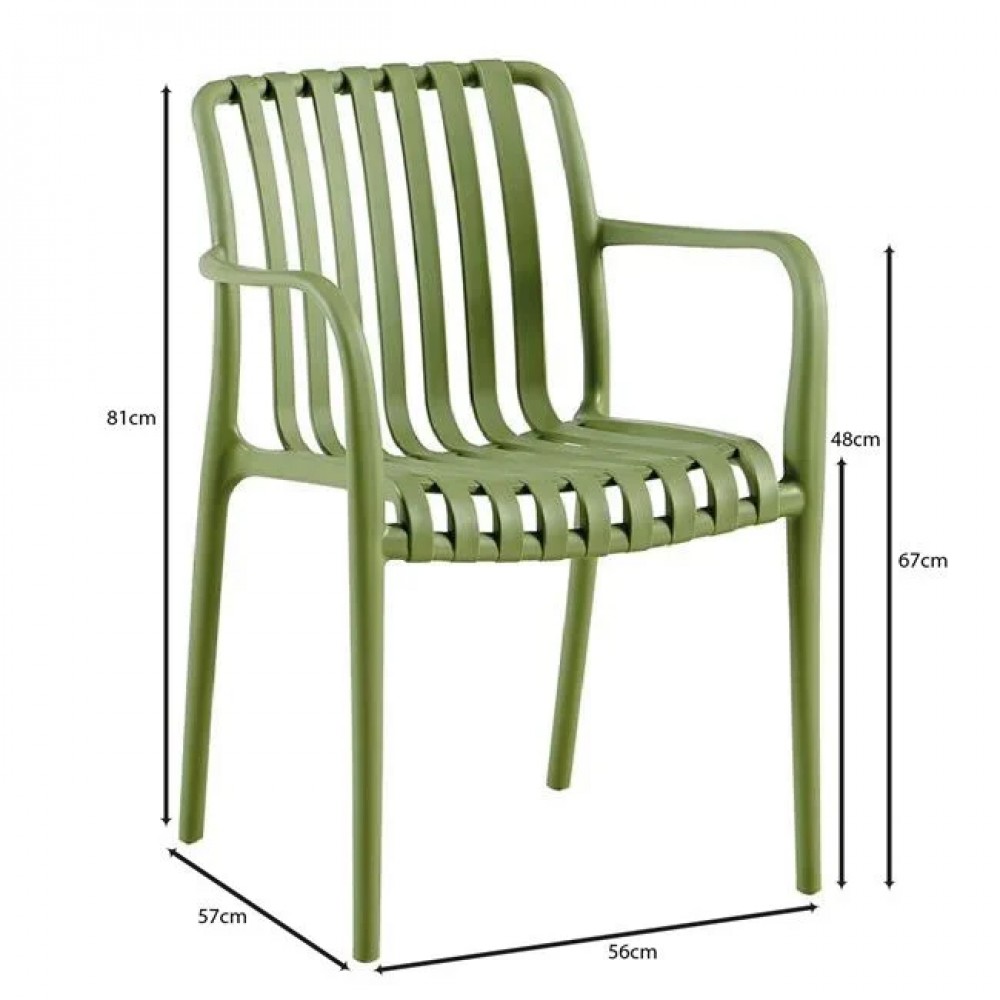Πολυθρόνα "MODA-N" στοιβαζόμενη από pp σε χρώμα πράσινο 56x57x81