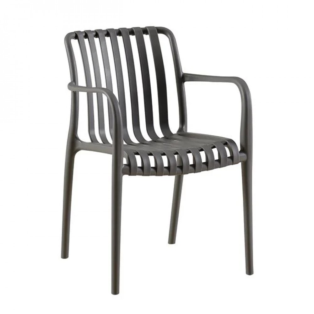 Πολυθρόνα "MODA-N" στοιβαζόμενη από pp σε χρώμα γκρι 56x57x81