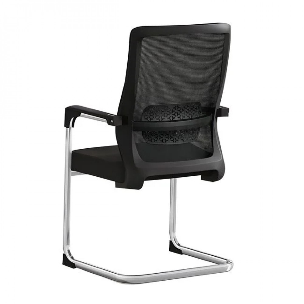 Πολυθρόνα επισκέπτη "VISITOR" από ύφασμα mesh/μέταλλο σε χρώμα μαύρο/χρωμίου 57x58x101