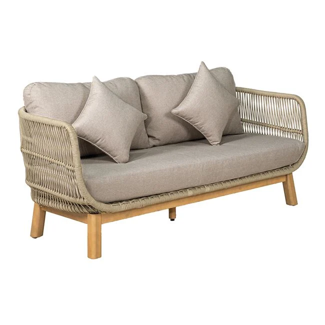 Σετ εξωτερικού χώρου "MARK" από ξύλο/σχοινί/ύφασμα σε χρώμα φυσικό/μπεζ