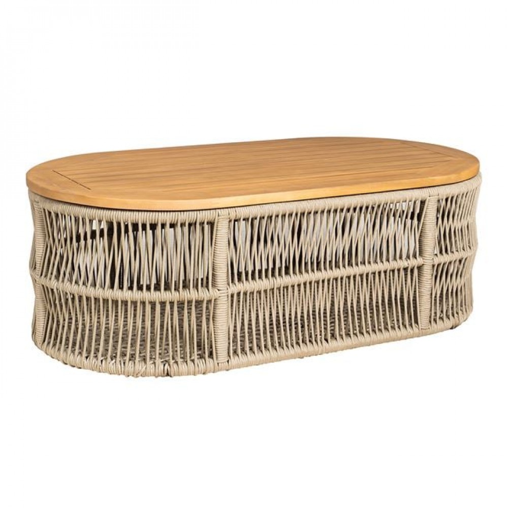 Σετ εξωτερικού χώρου "MARK" από ξύλο/σχοινί/ύφασμα σε χρώμα φυσικό/μπεζ