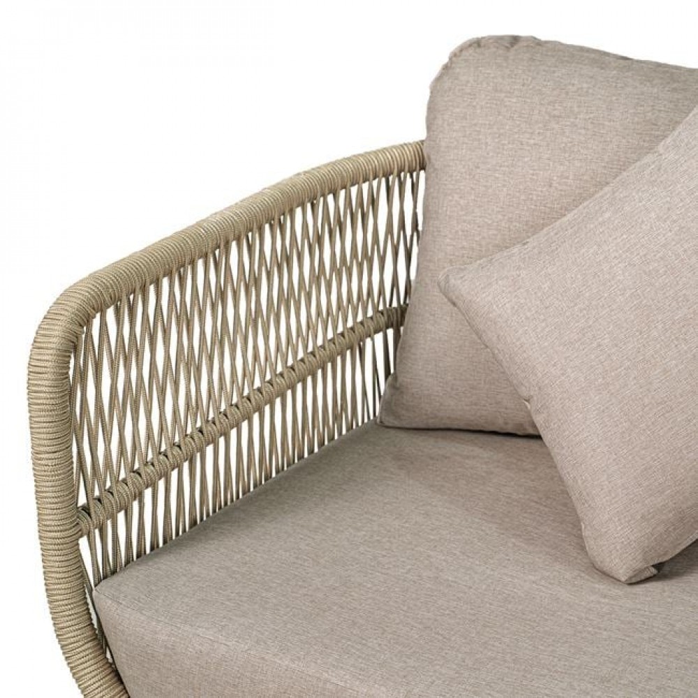 Σετ εξωτερικού χώρου "MARK" από ξύλο/σχοινί/ύφασμα σε χρώμα φυσικό/μπεζ