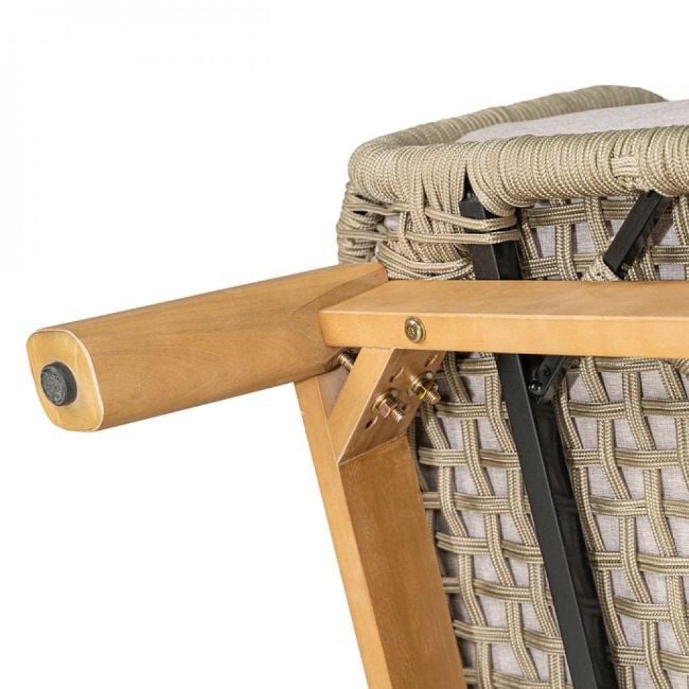 Σετ εξωτερικού χώρου "MARK" από ξύλο/σχοινί/ύφασμα σε χρώμα φυσικό/μπεζ