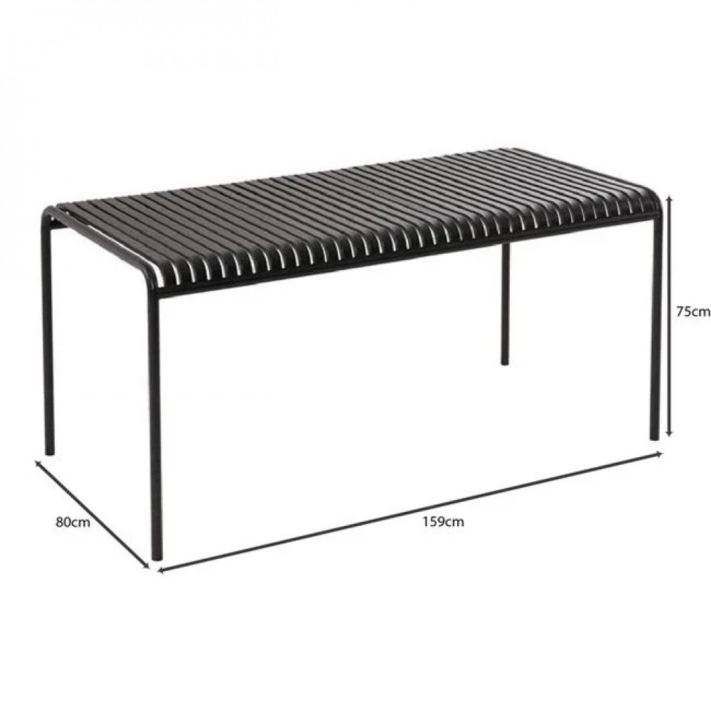 Τραπέζι εξωτερικού χώρου "MODIAL" από μέταλλο σε χρώμα μαύρο 159x80x75