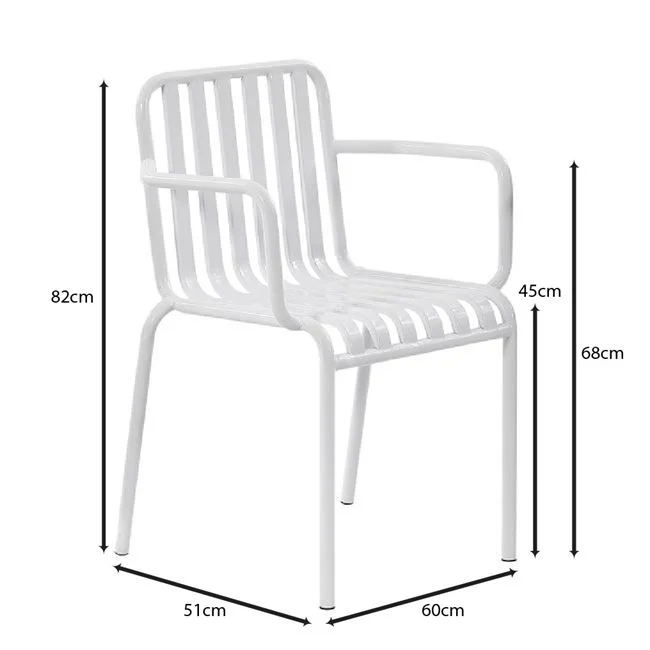 Πολυθρόνα εξωτερικού χώρου "MODIAL" στοιβαζόμενη από μέταλλο σε χρώμα λευκό 60x51x82