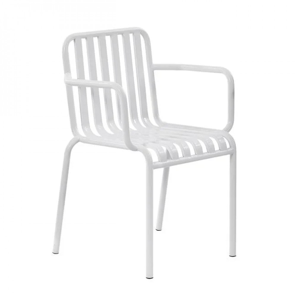 Πολυθρόνα εξωτερικού χώρου "MODIAL" στοιβαζόμενη από μέταλλο σε χρώμα λευκό 60x51x82