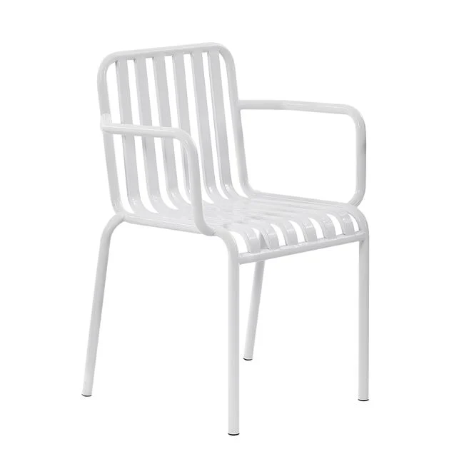 Πολυθρόνα εξωτερικού χώρου "MODIAL" στοιβαζόμενη από μέταλλο σε χρώμα λευκό 60x51x82
