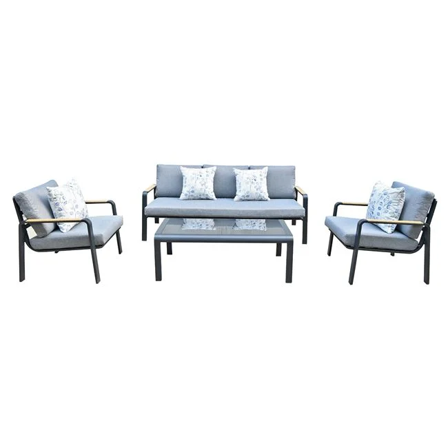 Σετ εξωτερικού χώρου "LATINO" από αλουμίνιο/ύφασμα/γυαλί σε χρώμα μαύρο/γκρι