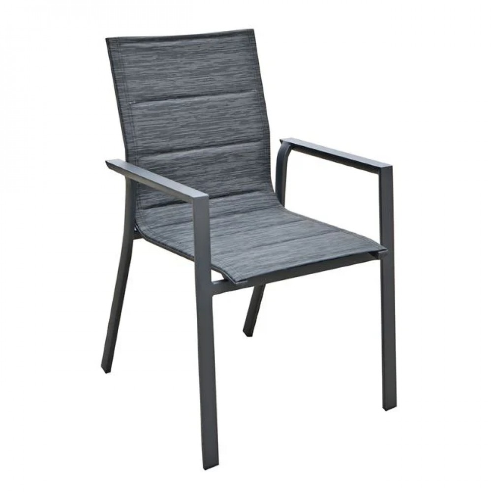 Πολυθρόνα "NAPOLI" στοιβαζόμενη από αλουμίνιο/textilene σε χρώμα μαύρο/ανθρακί 59x62x90