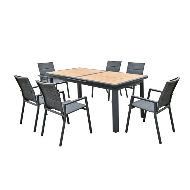 Τραπέζι "NAPOLI" επεκτεινόμενο από αλουμίνιο σε χρώμα μαύρο/φυσικό 186(+60)x95x77