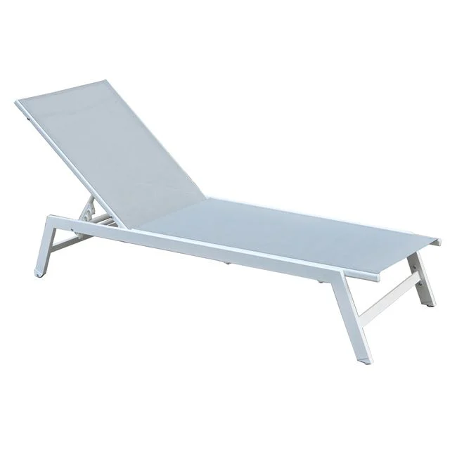 Ξαπλώστρα "CORTE" από μέταλλο/textilene σε χρώμα λευκό/ανοιχτό γκρι 60x191x31