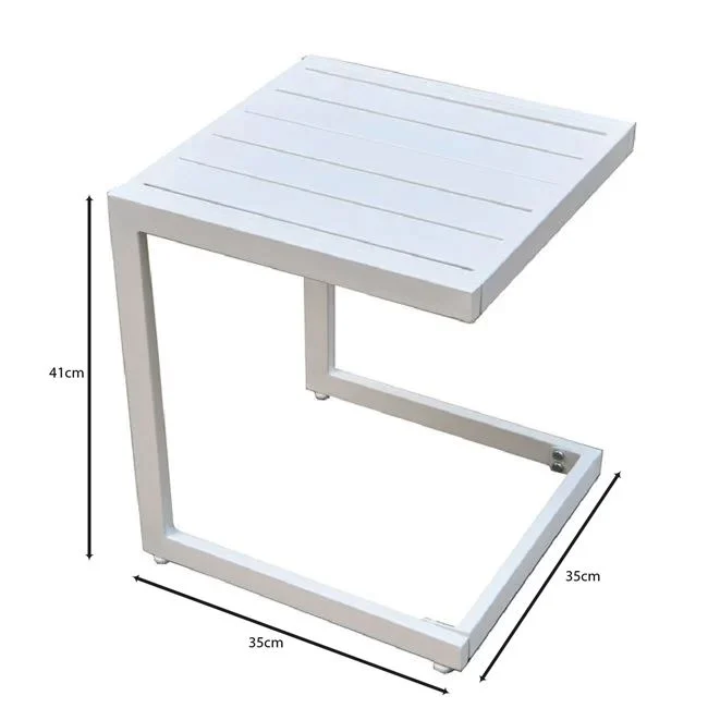 Βοηθητικό τραπέζι ξαπλώστρας "CORTE" από μέταλλο σε χρώμα λευκό 35x35x41
