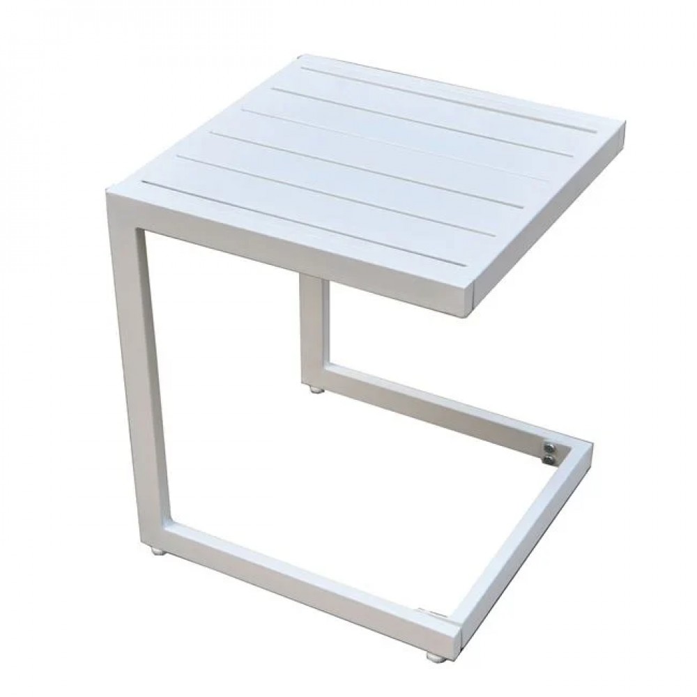 Βοηθητικό τραπέζι ξαπλώστρας "CORTE" από μέταλλο σε χρώμα λευκό 35x35x41