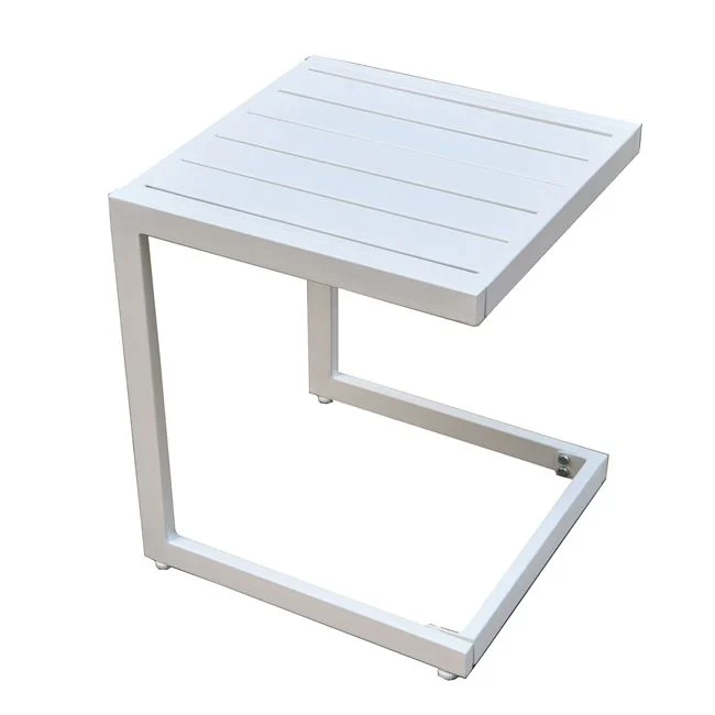 Βοηθητικό τραπέζι ξαπλώστρας "CORTE" από μέταλλο σε χρώμα λευκό 35x35x41