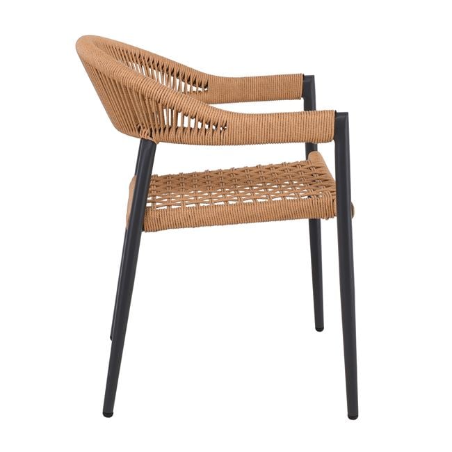 Πολυθρόνα "MADISON" στοιβαζόμενη από αλουμίνιο/rope wicker σε χρώμα ανθρακί/φυσικό 58x56x78