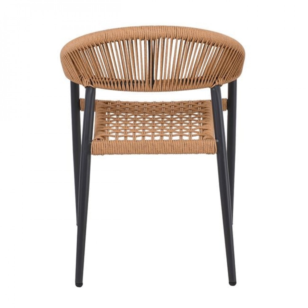 Πολυθρόνα "MADISON" στοιβαζόμενη από αλουμίνιο/rope wicker σε χρώμα ανθρακί/φυσικό 58x56x78