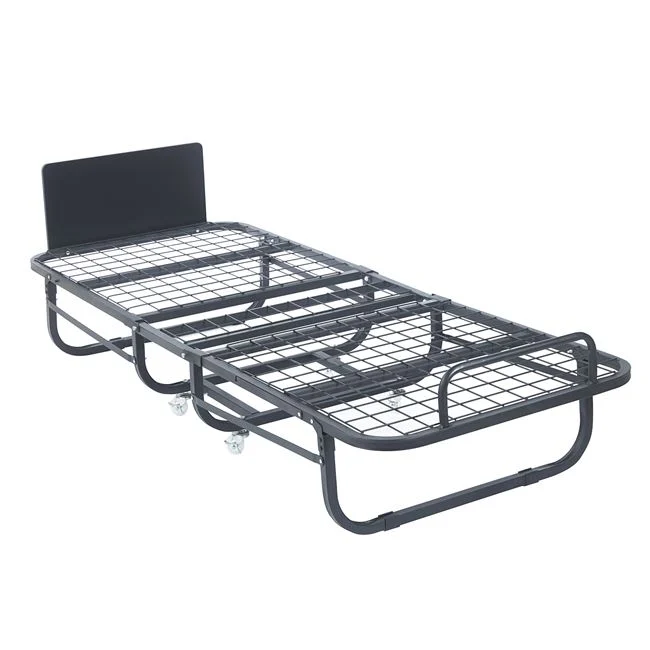 Κρεβάτι βοηθητικό "COLMAN" πτυσσόμενο με στρώμα από μέταλλο σε χρώμα μαύρο 76x195x43