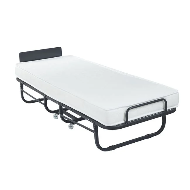Κρεβάτι βοηθητικό "COLMAN" πτυσσόμενο με στρώμα από μέταλλο σε χρώμα μαύρο 76x195x43