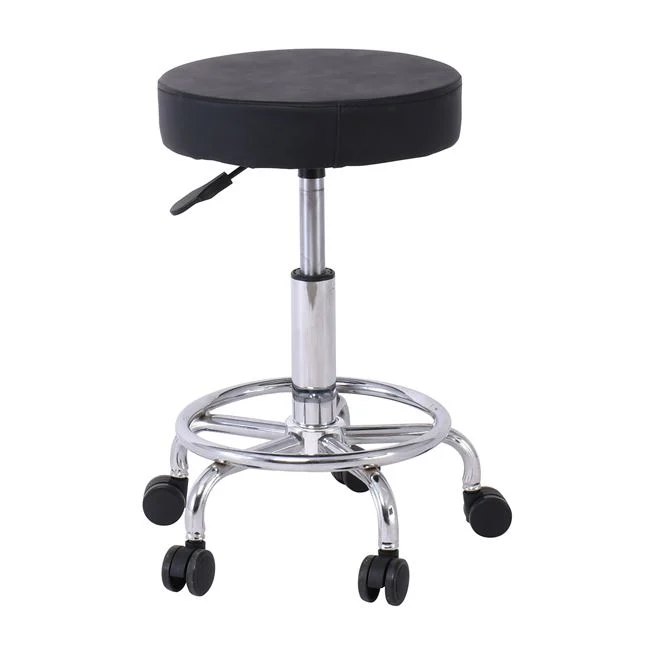 Σκαμπό τροχήλατο "GLORY" από μέταλλο/pu σε χρώμα μαύρο Φ35x47-61