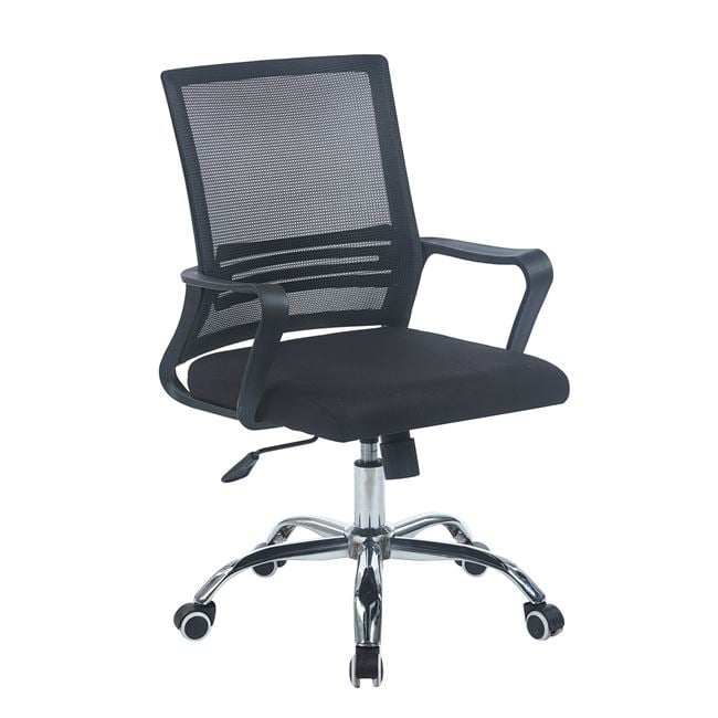 Πολυθρόνα γραφείου από μέταλλο/ύφασμα mesh σε χρώμα μαύρο 59x62x90/100