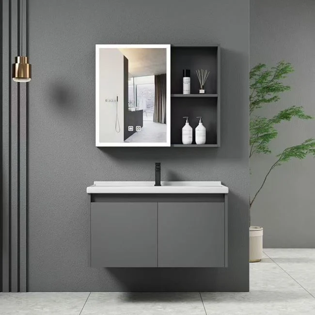 Σετ μπάνιου ''IDEA-1'' από αλουμίνιο/pvc με led φωτισμό σε χρώμα γκρι 60x47x45