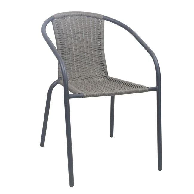 Πολυθρόνα εξωτερικού χώρου "BALENO-W" από μέταλλο/wicker σε χρώμα ανθρακί/γκρι 52x60x72