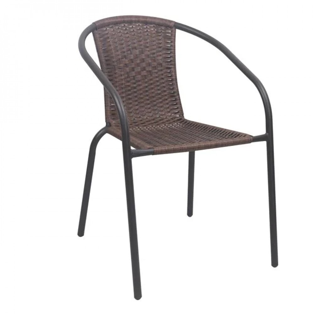 Πολυθρόνα εξωτερικού χώρου "BALENO-W" από μέταλλο/wicker σε χρώμα καφέ 52x60x72