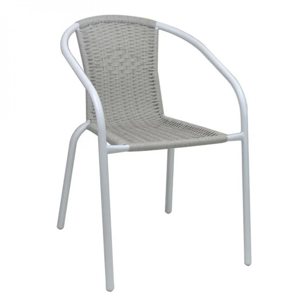 Πολυθρόνα εξωτερικού χώρου "BALENO-W" από μέταλλο/wicker σε χρώμα λευκό/μπεζ 52x60x72