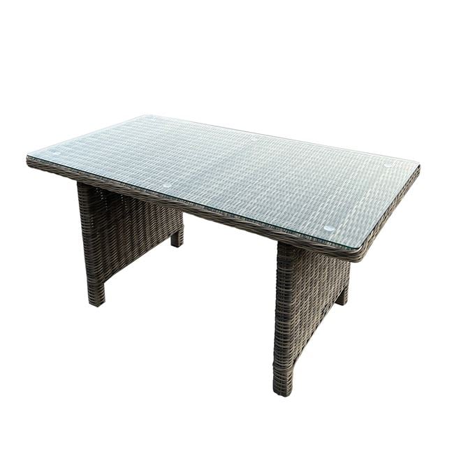 Τραπέζι τραπεζαρίας "ARIZONA" εξωτερικού χώρου από αλουμίνιο/wicker σε χρώμα γκρι-καφέ 140x80x70