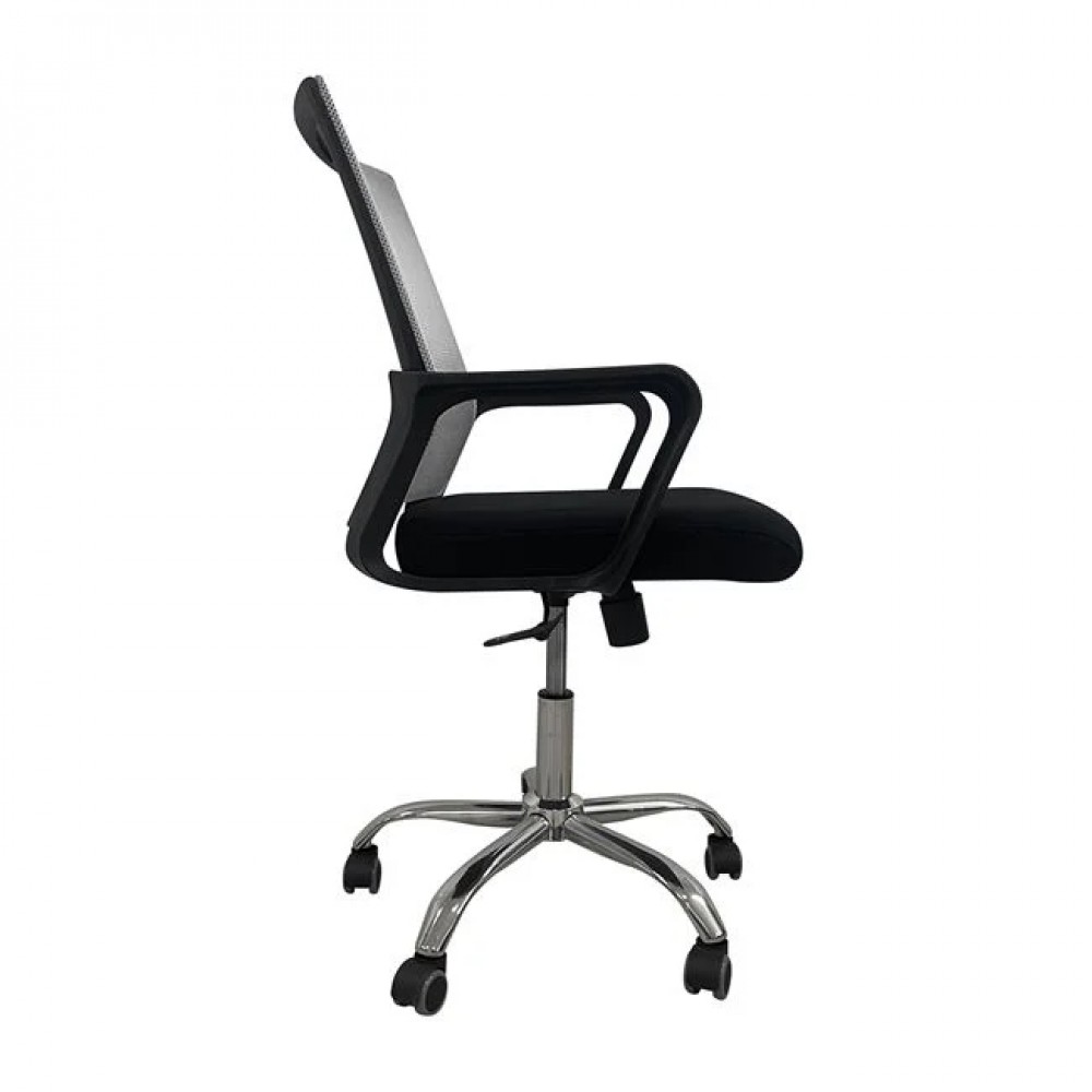 Πολυθρόνα εργασίας από μέταλλο/mesh ύφασμα σε χρώμα γκρι/μαύρο 58x60x94/104