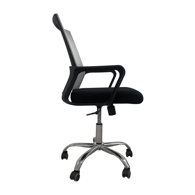 Πολυθρόνα εργασίας από μέταλλο/mesh ύφασμα σε χρώμα γκρι/μαύρο 58x60x94/104