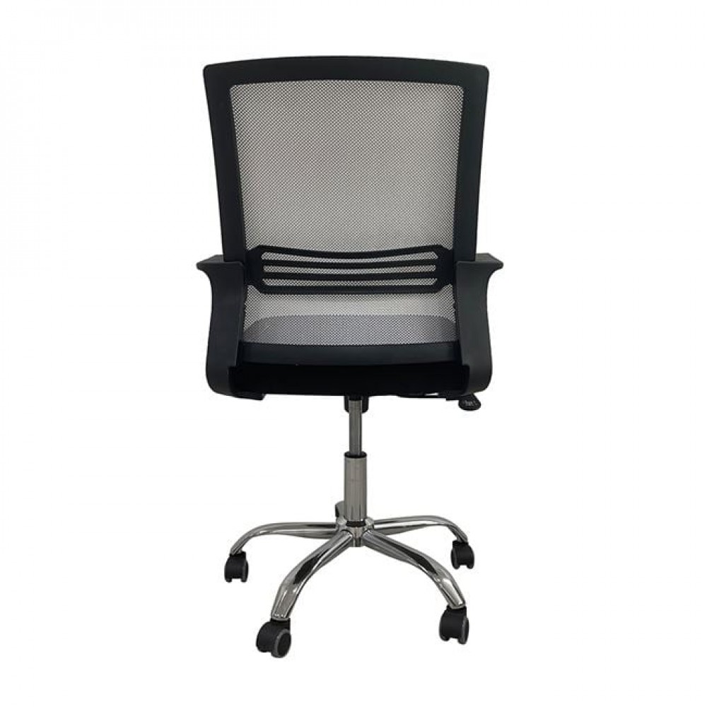 Πολυθρόνα εργασίας από μέταλλο/mesh ύφασμα σε χρώμα γκρι/μαύρο 58x60x94/104