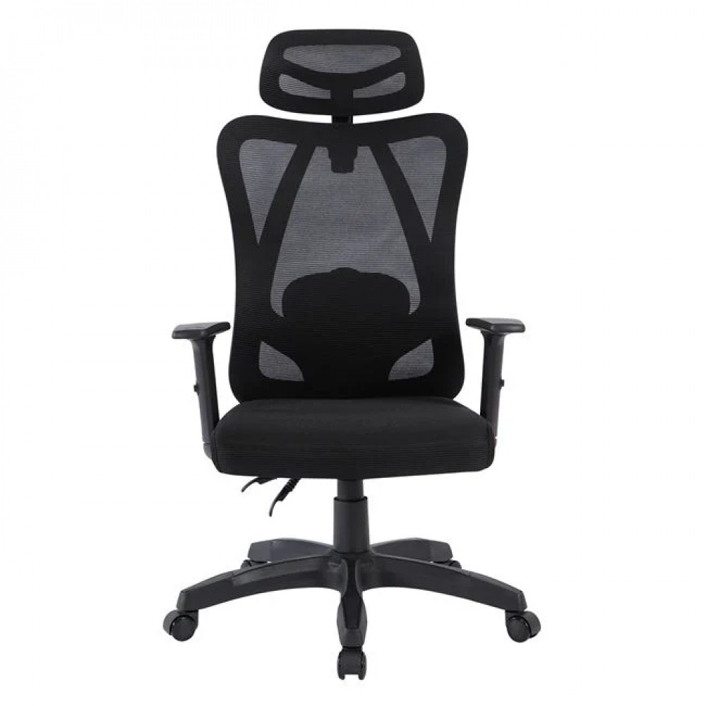 Πολυθρόνα γραφείου διευθυντή από mesh ύφασμα σε χρώμμα μαύρο 65x58x116/126