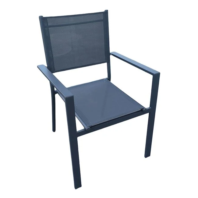 Πολυθρόνα τραπεζαρίας "AMIRAL" από αλουμίνιο/textilene σε χρώμα ανθρακί/γκρι 60x57x85