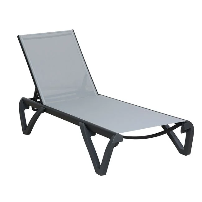 Ξαπλώστρα "CAPRI" από αλουμίνιο/textilene σε χρώμα μαύρο/γκρι 68/58x190x30