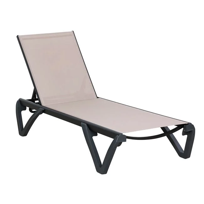 Ξαπλώστρα "CAPRI" από αλουμίνιο/textilene σε χρώμα μαύρο/καπουτσίνο 68/58x190x30