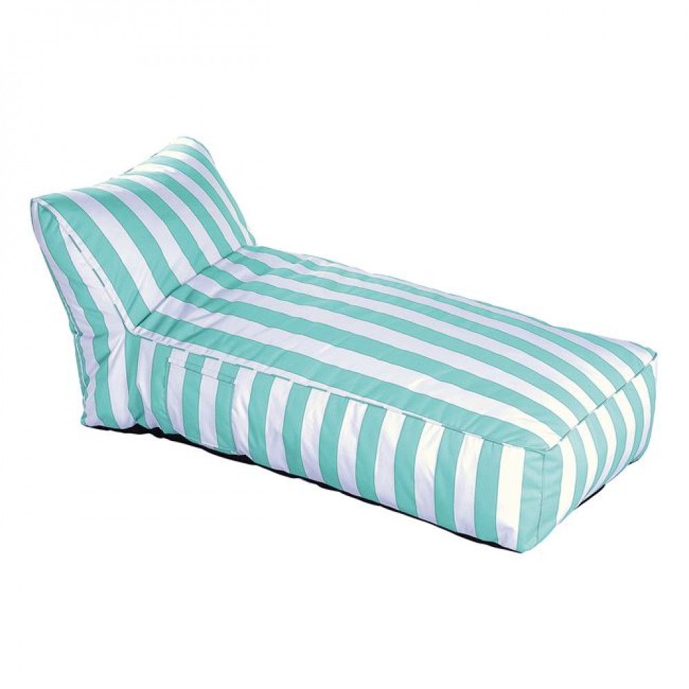 Ξαπλώστρα-πουφ "TACO MAX" από αδιάβροχο ύφασμα σε χρώμα λευκό/τιρκουάζ 70x150x65