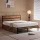 Κρεβάτι διπλό "PALLET" με συρτάρια από mdf/μέταλλο σε χρώμα antique oak/μαύρο 160x200