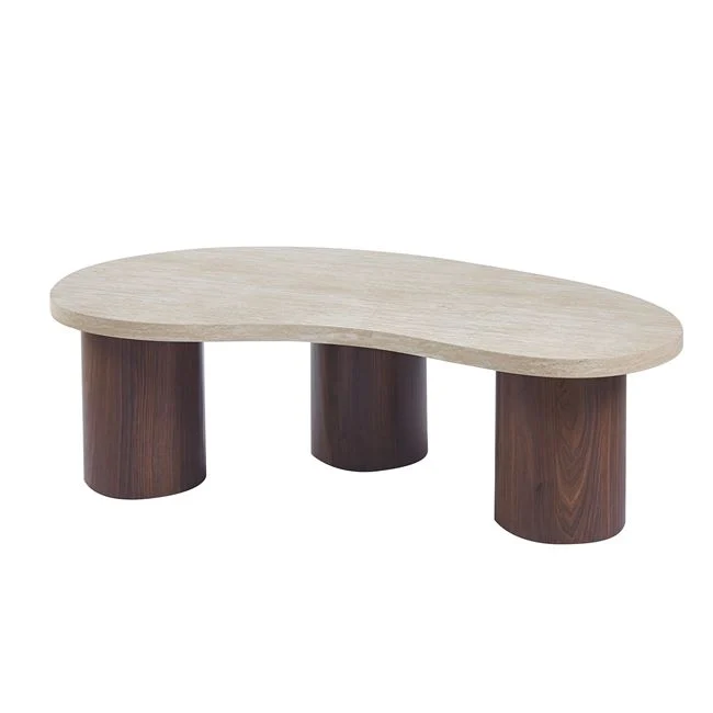 Τραπέζι σαλονιού "LAMBERT" από mdf σε χρώμα natural stone/καρυδί 130x70x40