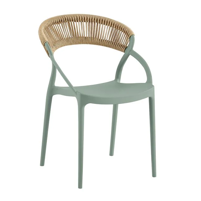 Πολυθρόνα "DORA" στοιβαζόμενη από pp/rope wicker σε χρώμα πράσινο/φυσικό 53x61x78